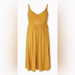 Torrid Midi Lenny Smocked Bodice Dress Golden Yellow